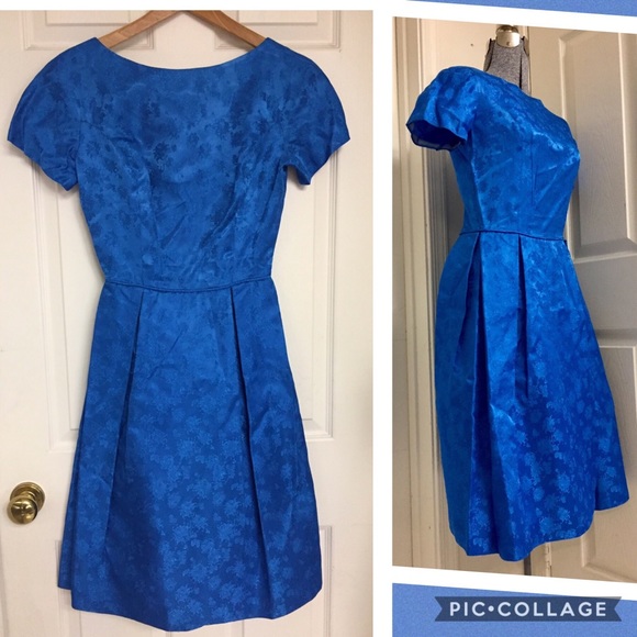 VINTAGE blue BROCADE dress! 💙 - Picture 4 of 5